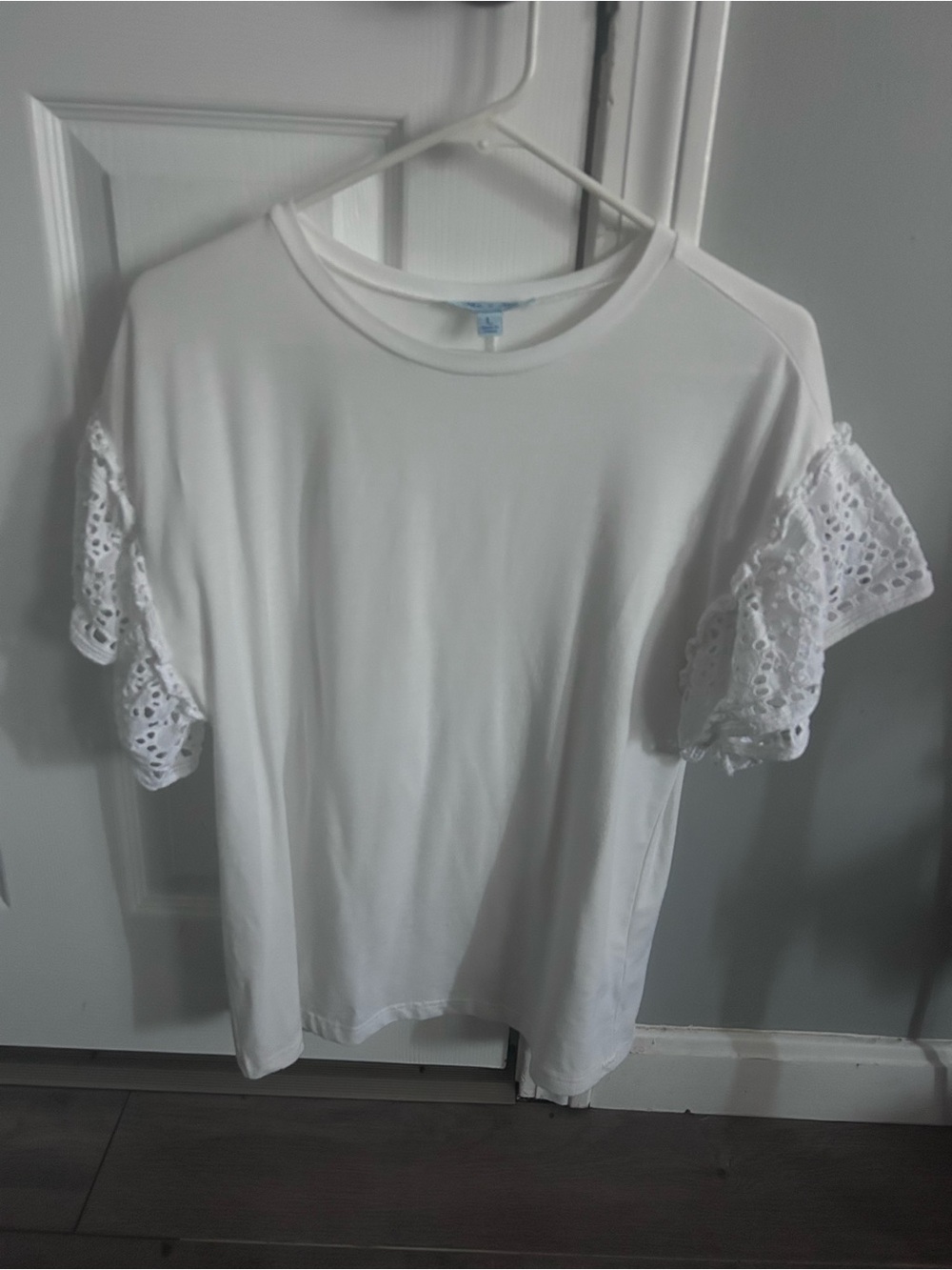 White Eyelet Sleeve Women's Top
